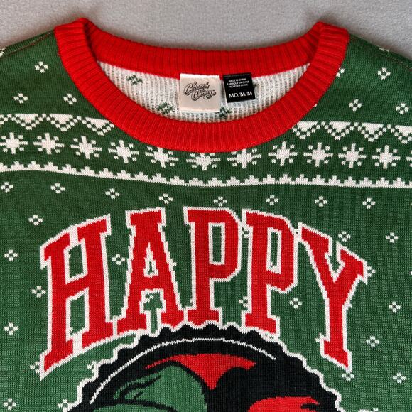 Cheech and Chong Sweater Mens Medium Green Red Holiday Ugly Christmas Festive - Picture 11 of 12